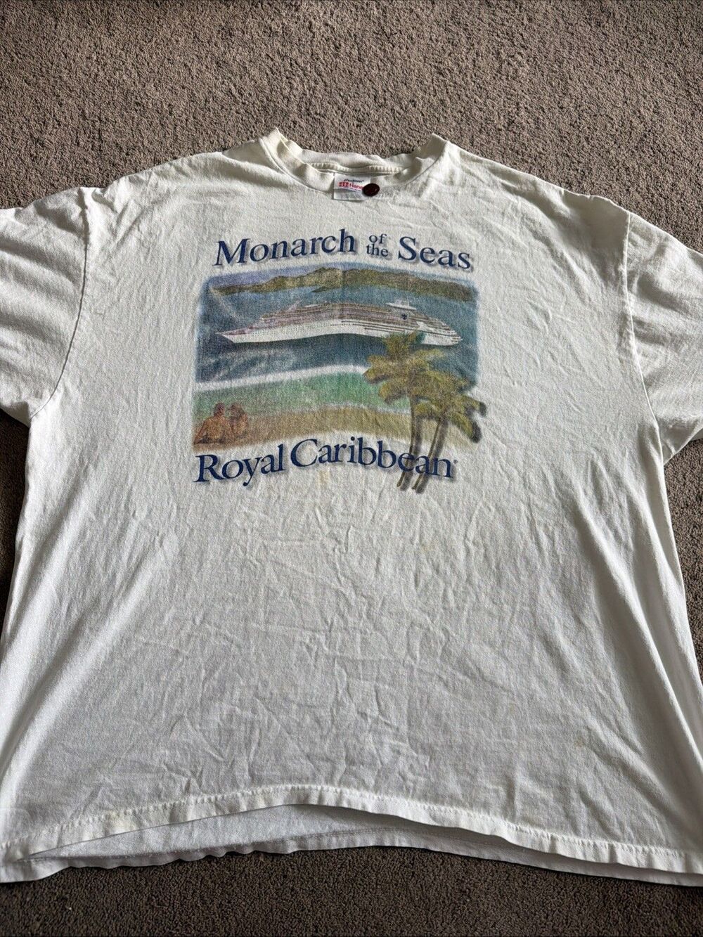 Vintage Stedman Hanes Monarch Of The Seas Royal Caribbean XXL White Shirt
